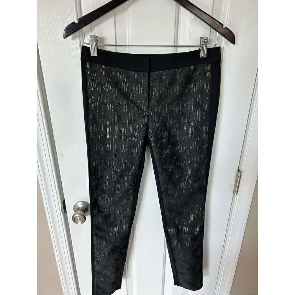White House black market black stretchy pants size 2 flashy fancy trendy work pa